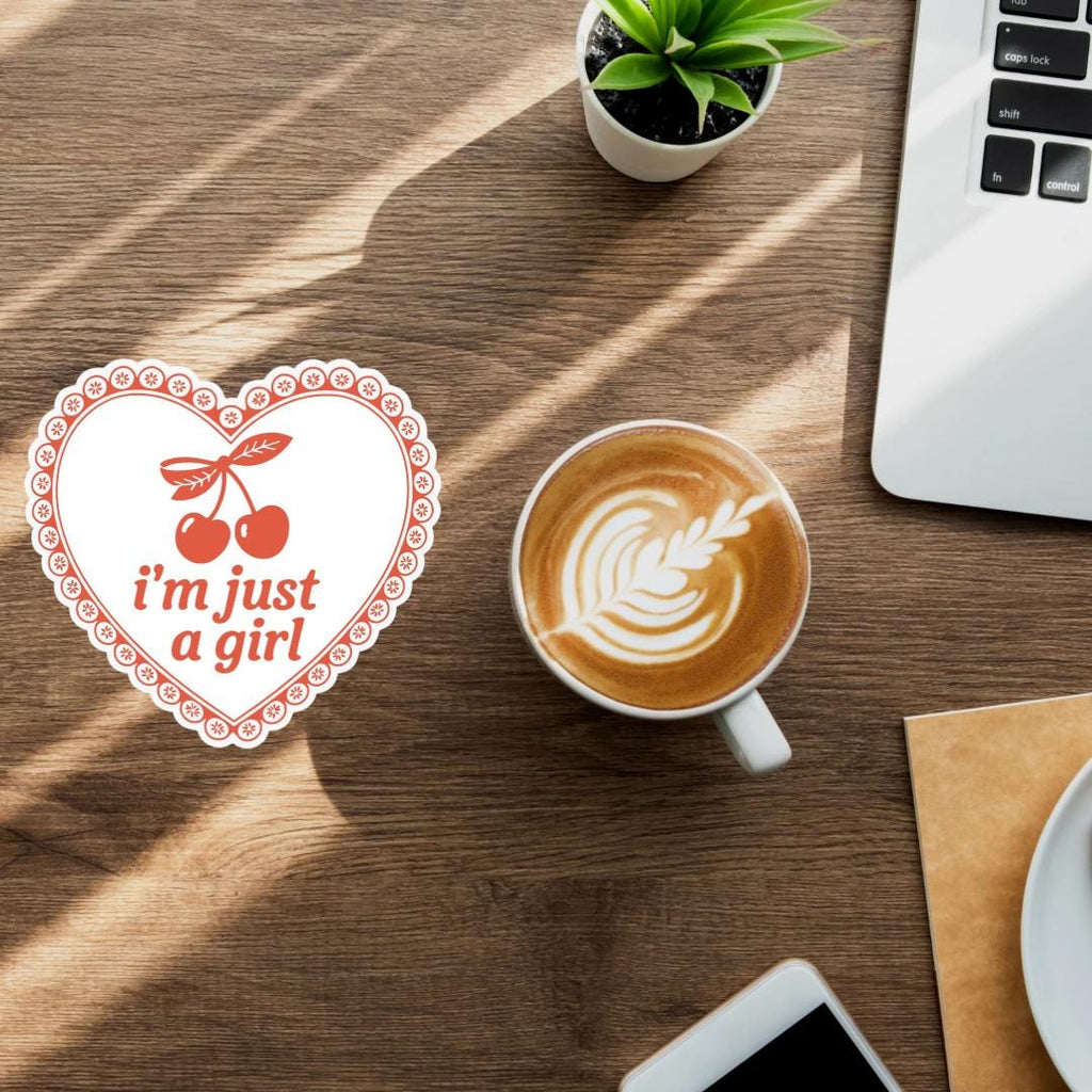 Cherry Vinyl Sticker – Retro Heart, Coquette Y2K Decal