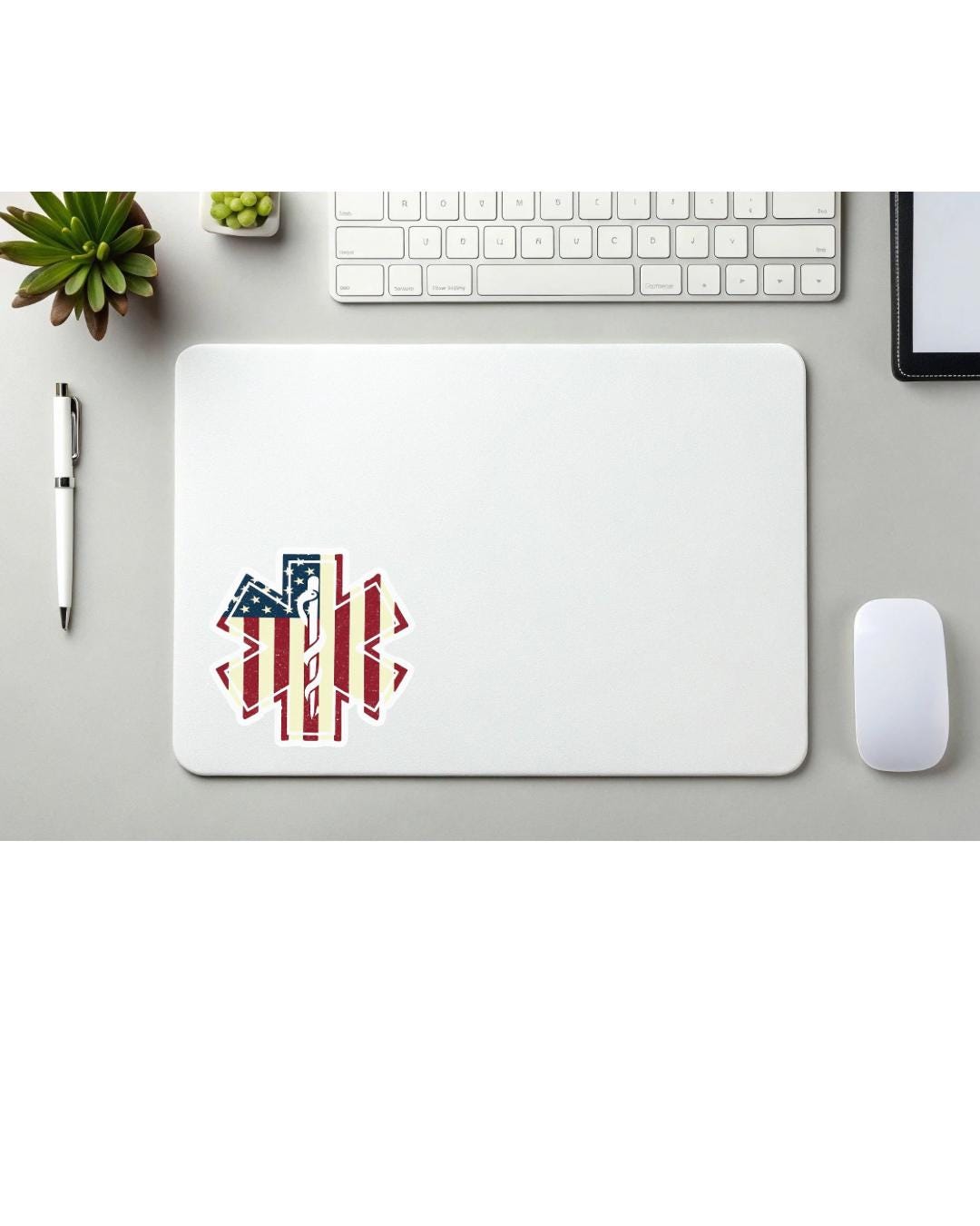 Patriotic EMS Star of Life Vinyl Sticker: Distressed American Flag, EMT/Paramedic, Waterproof