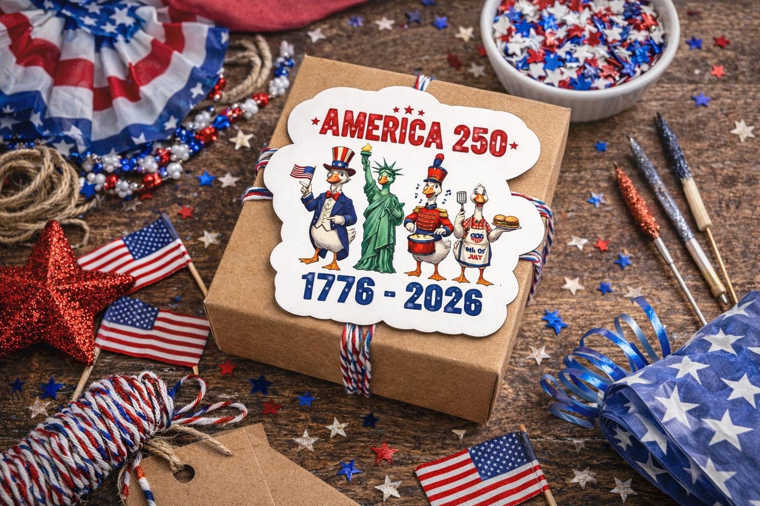 America 250 Years of Freedom Sticker, Patriotic Goose, 4th of July