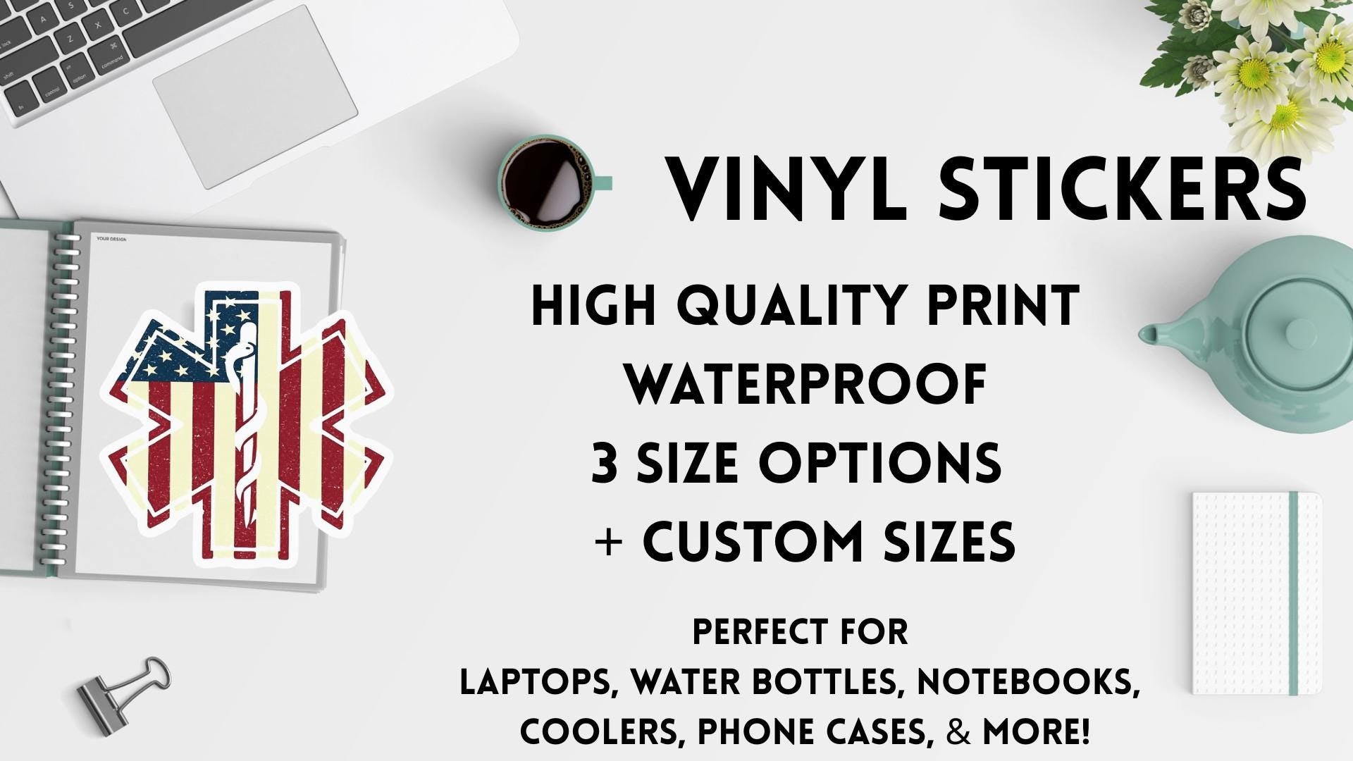 Patriotic EMS Star of Life Vinyl Sticker: Distressed American Flag, EMT/Paramedic, Waterproof