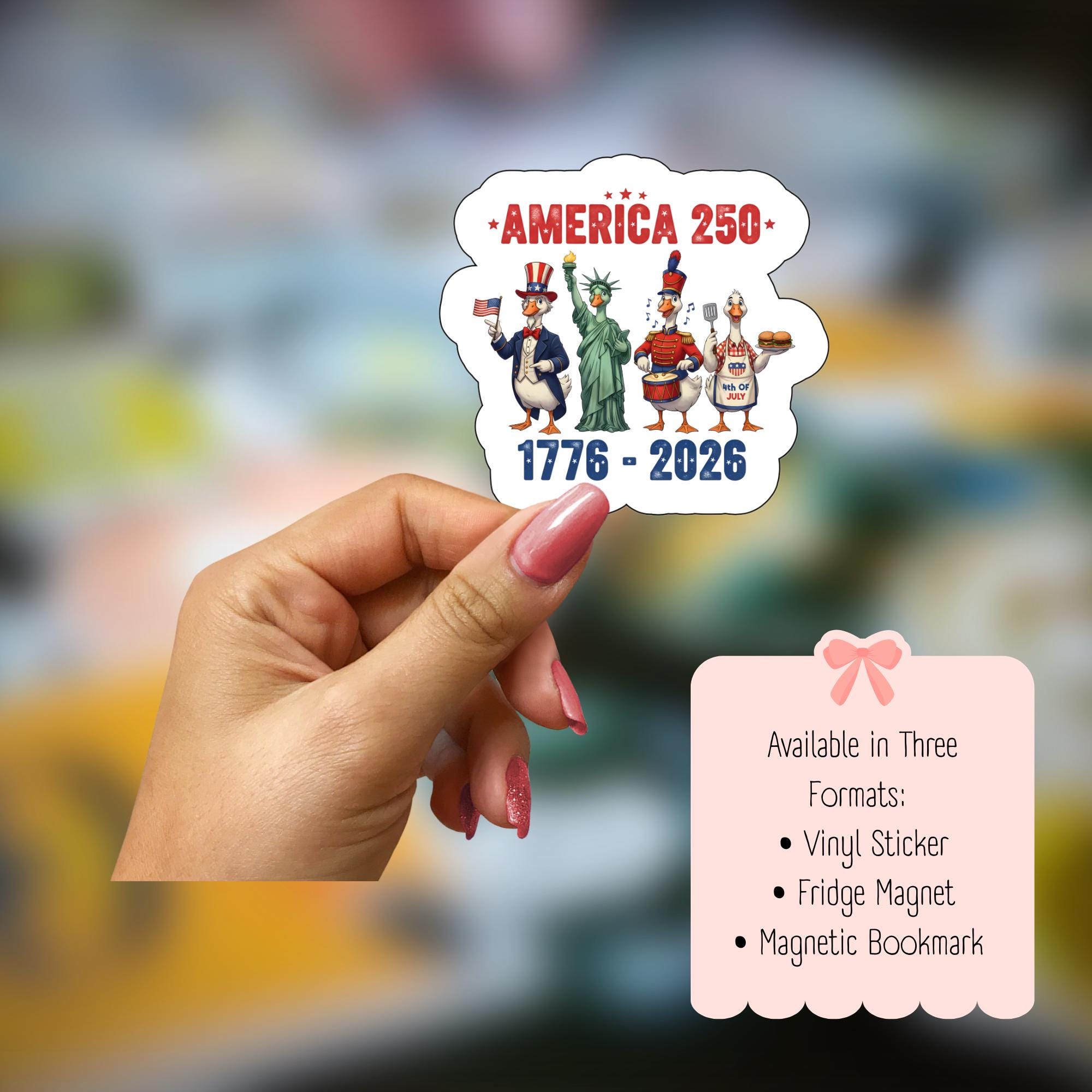 America 250 Years of Freedom Sticker, Patriotic Goose, 4th of July