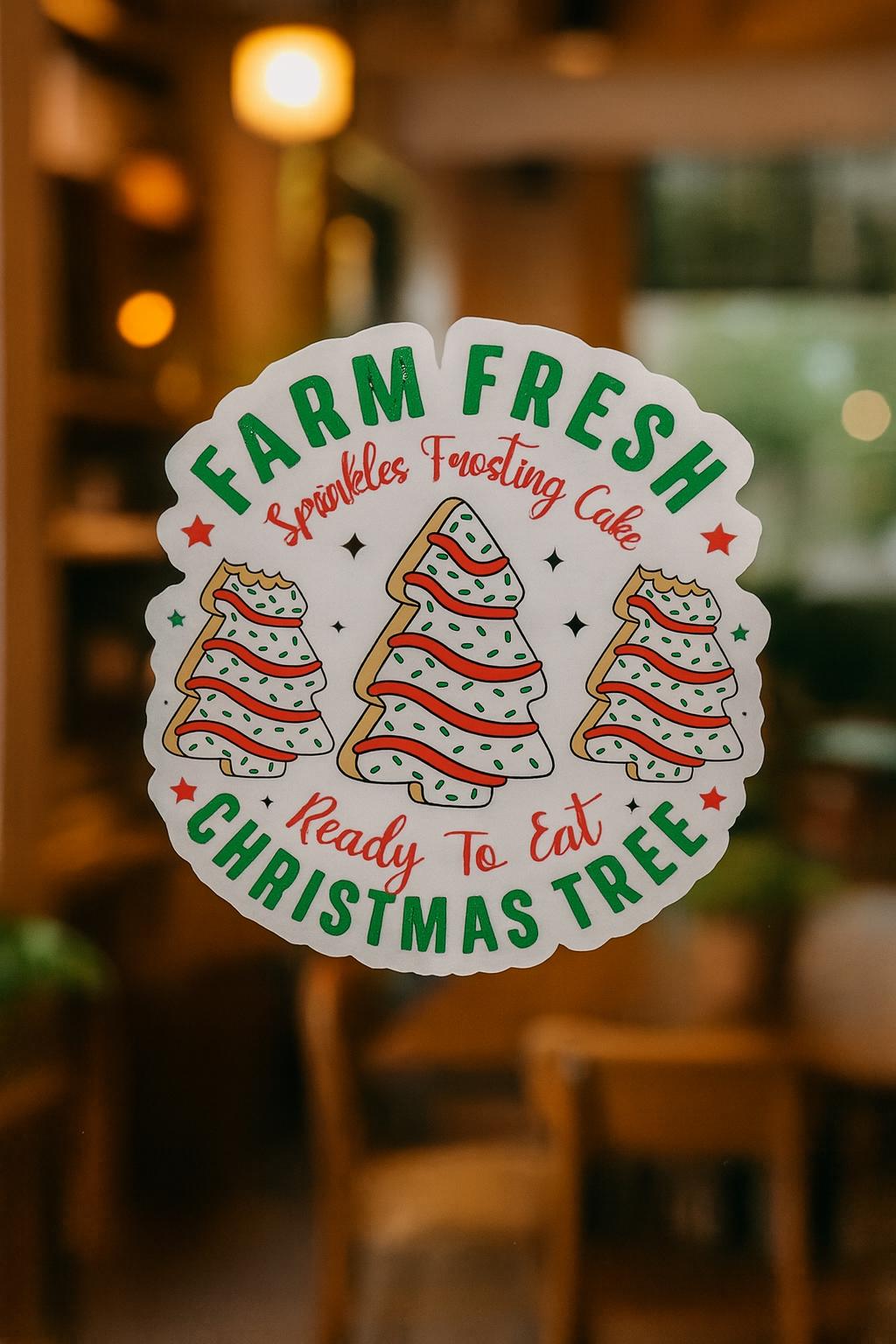 Christmas Tree Cookie Sticker: Farm Fresh Holiday Decal, Stocking Stuffer, waterproof