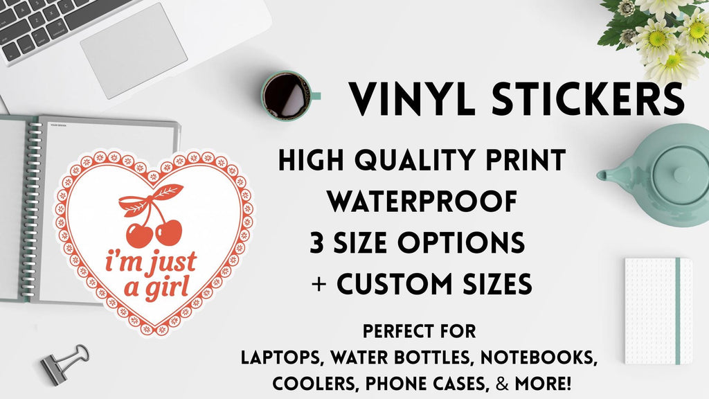 Cherry Vinyl Sticker – Retro Heart, Coquette Y2K Decal
