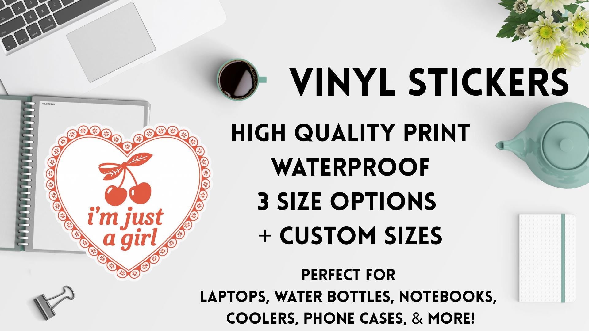 Cherry Vinyl Sticker – Retro Heart, Coquette Y2K Decal