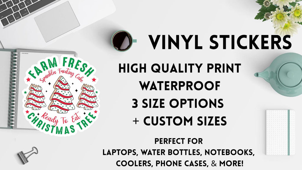 Christmas Tree Cookie Sticker: Farm Fresh Holiday Decal, Stocking Stuffer, waterproof